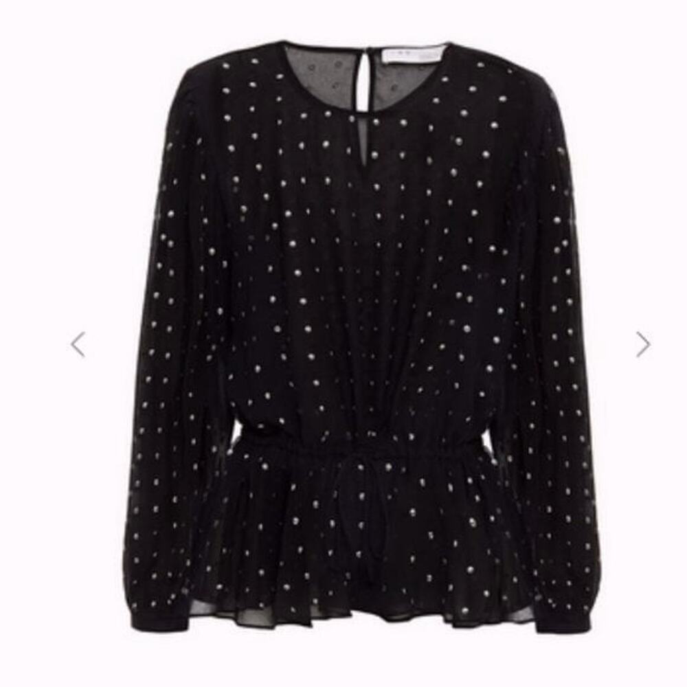IRO Gathered studded georgette blouse black and silver